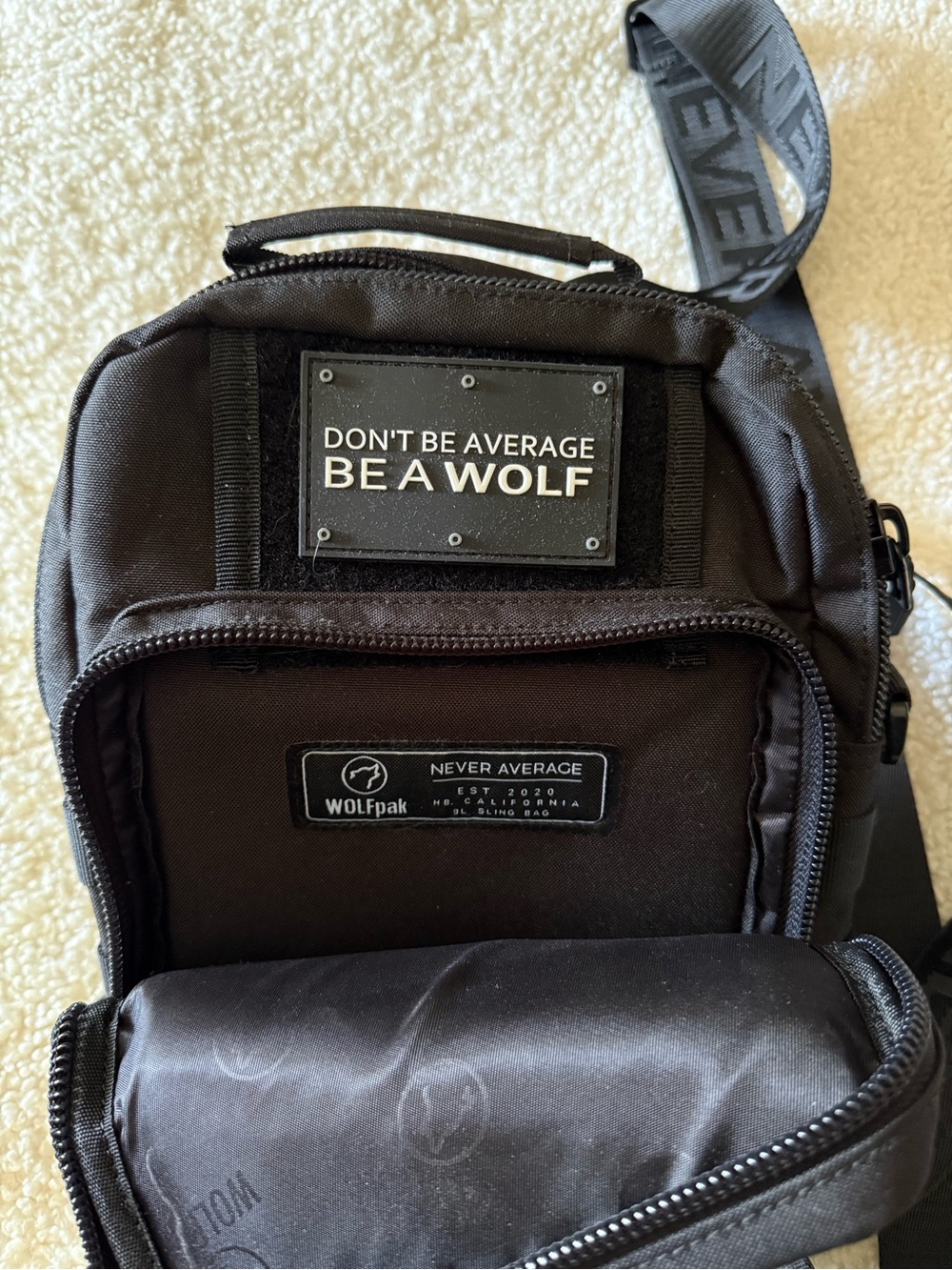 Black Tactical Sling Bag - Be A Wolf Patch by WOLFpack - Picture 2 of 3